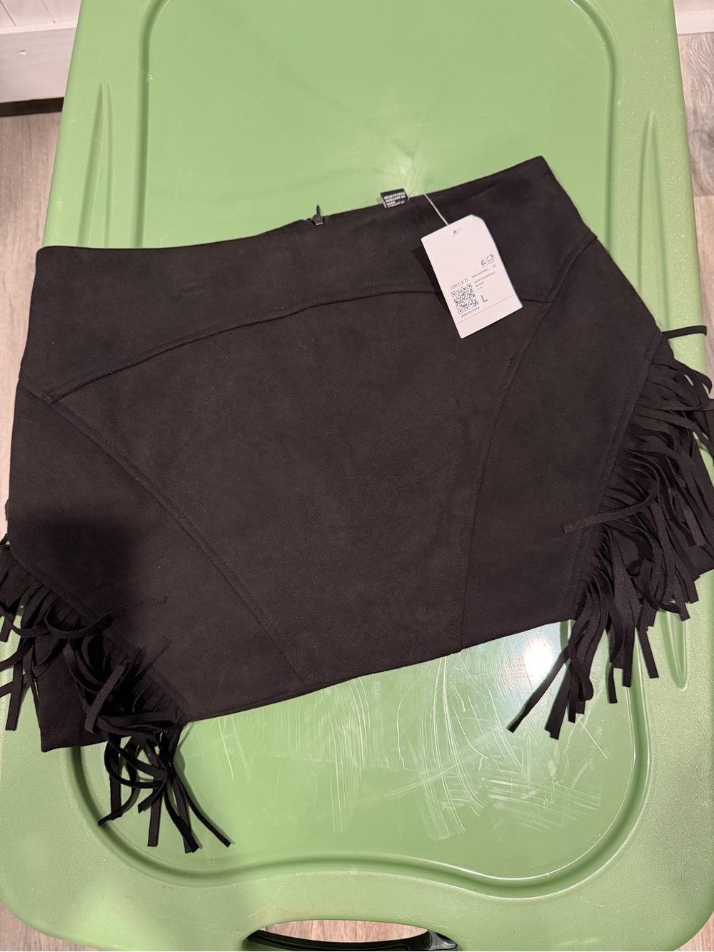 Forever 21 Black Fringe Suede-Look Mini Skirt